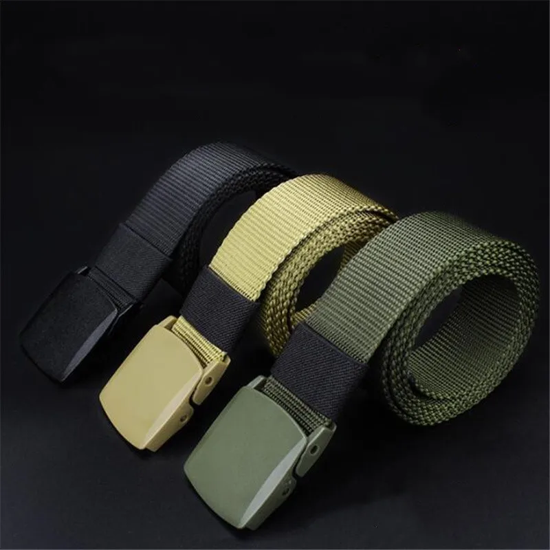 

Military Men Belt Army Belts Adjustable Belt Men Outdoor Travel Tactical Waist Belt with Plastic Buckle for Pants 120cm