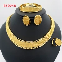 brazilian womens gold color jewelry set large necklace 24k trend earrings wedding banquet accessories