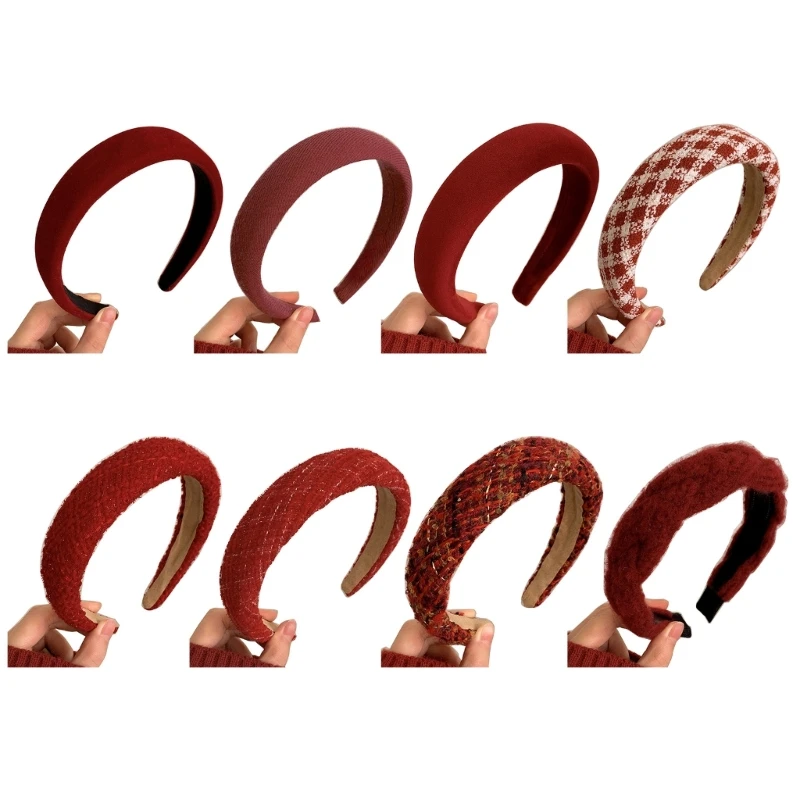 

Red Headband Soft Sponge Christmas Hairband Thick Foam Hairhoop Casual Headwear