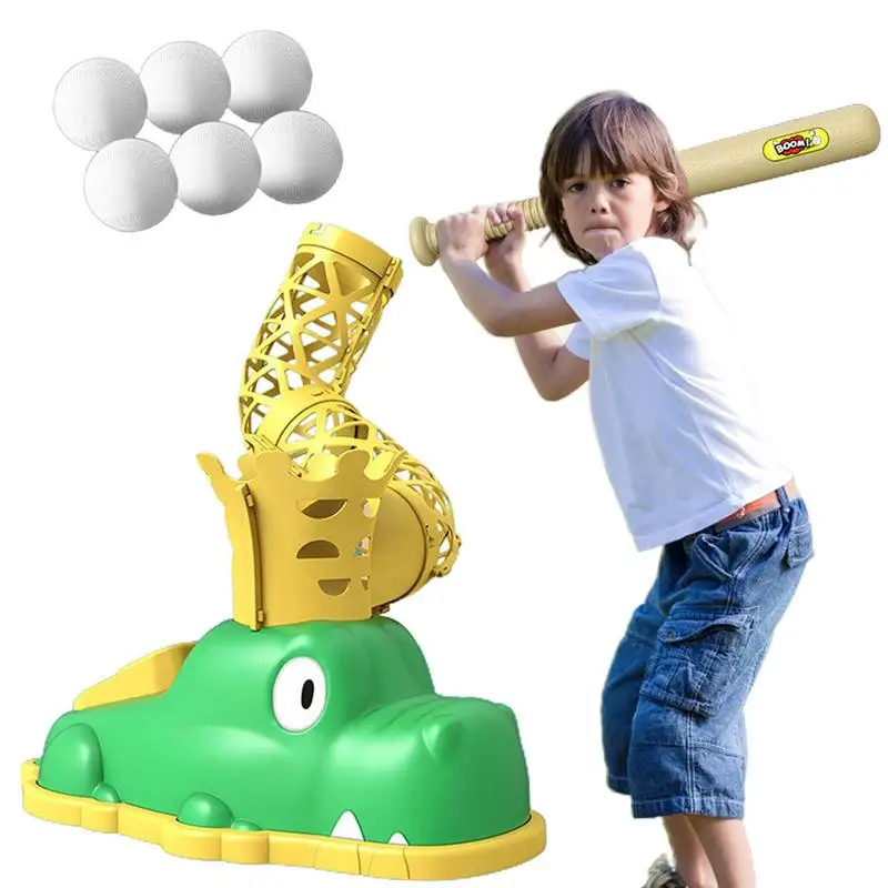 

Baseball Pitching Machines Kids Baseball Pitching Toy Baseball Batting Machine With Flexible Bat And 6 Baseballs Gifts For Boys