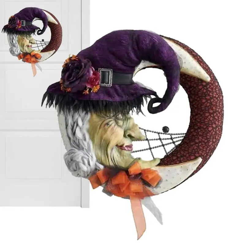 

Дверной венок на Хэллоуин, венок с ведьмой, луной, кольцо, украшение, венок, товары для дома и улицы, сувениры, украшения для стены, сада, крыльца