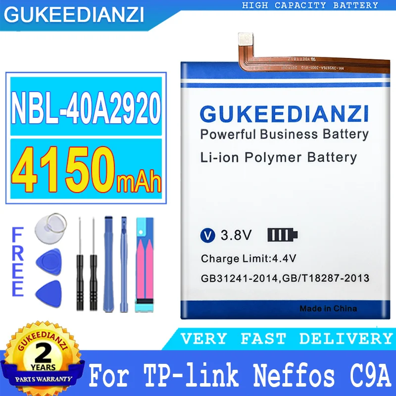 

4150mAh GUKEEDIANZI Battery NBL-40A2920 For TP-link Neffos C9A TP706A TP706C NBL-40A2920 NEW Mobile Phone Battery + Free Tools