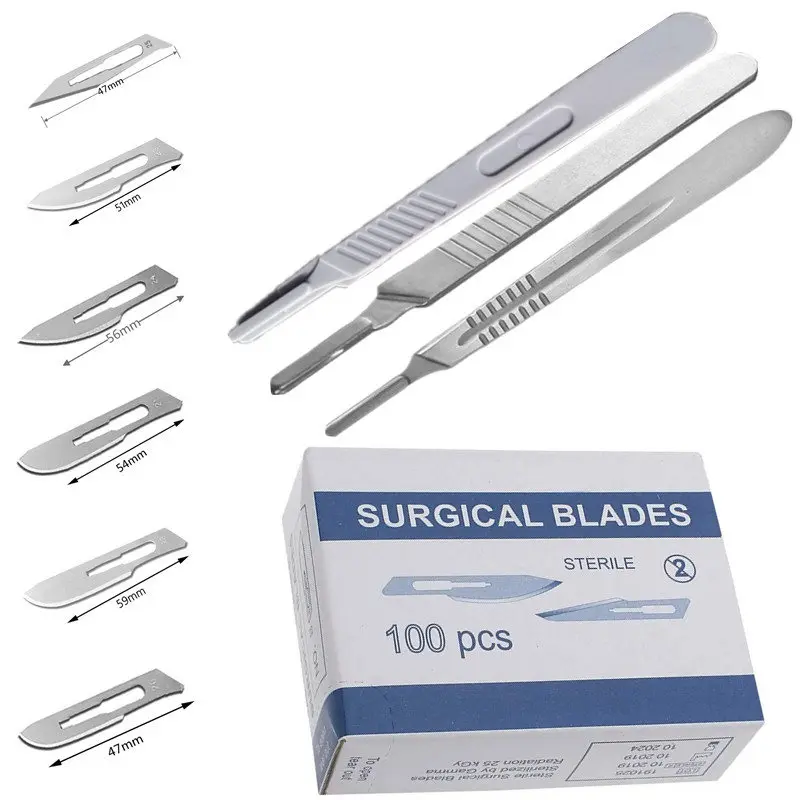 

Phone for Knife Carving Sterile NO.20-NO.25 DIY Animal Repair 20-100pcs Eyebrow Scalpel Surgical Medical Blades Cutting PCB