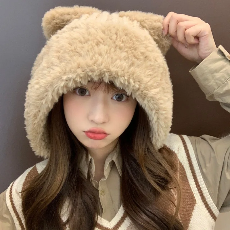 Зимние шапки для женщин вязаная шапка из искусственного меха плотная теплая с