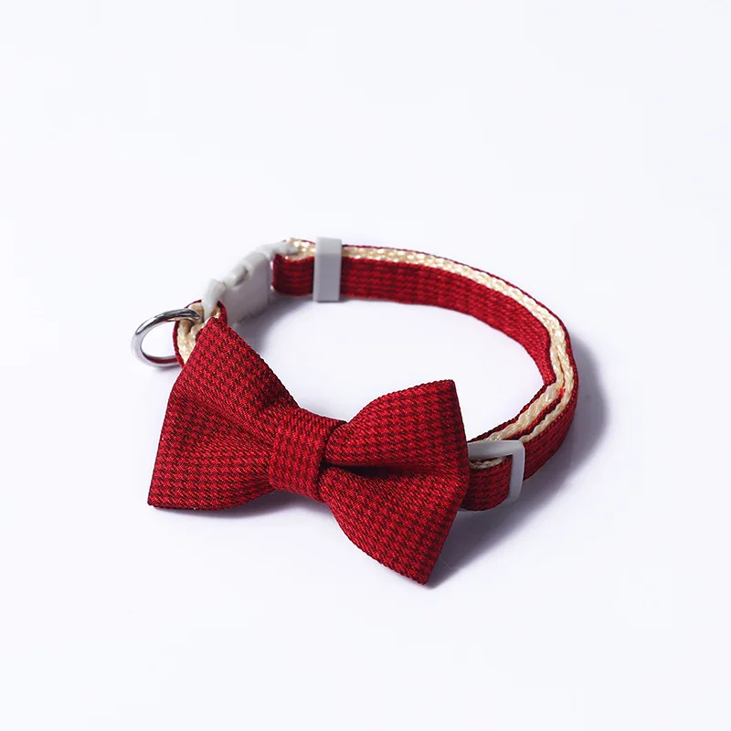 1PC Cute Pet Cat Dog Adjustable Bow Tie Plaid Print Bow Tie Checkered Bow Tie Holiday Wedding Decoration Accessories images - 6