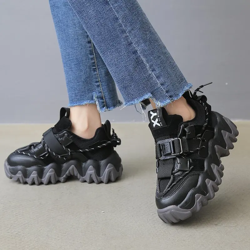 

Apanzu Women Platform Sneakers 2022 Autumn Winter Fashion Mesh Buckle Casual Shoes Woman Comfortable Flats Student Sneakers