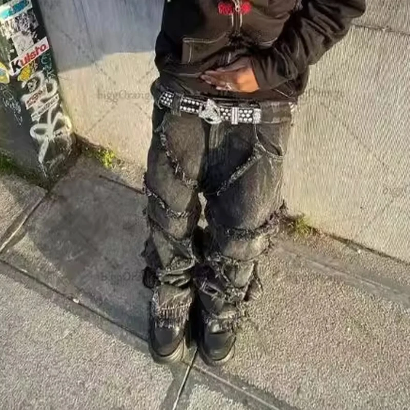 Джинсы PFNW мужские свободные в стиле хип-хоп с широкими штанинами