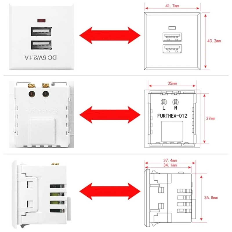 Настенное зарядное устройство USB 2 1 А двухпортовый USB-адаптер питания встроенные