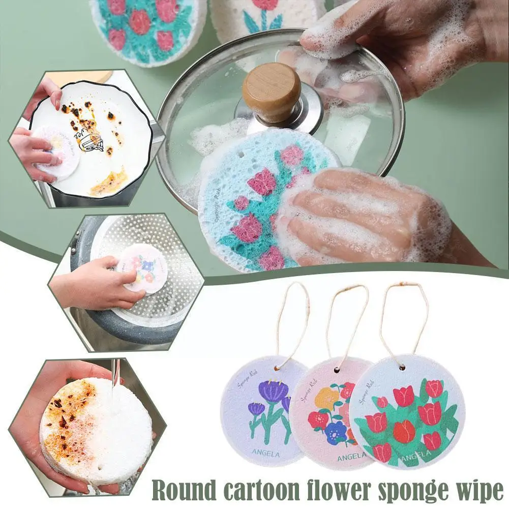 

3 шт., стирательные круглые губки для мытья посуды, 8,5x8,5 см