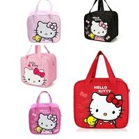 hot kitty cat anime cartoon kawaii portable cosmetic bags totes canvas bags zipper schoolbag travel bags student girls gifts