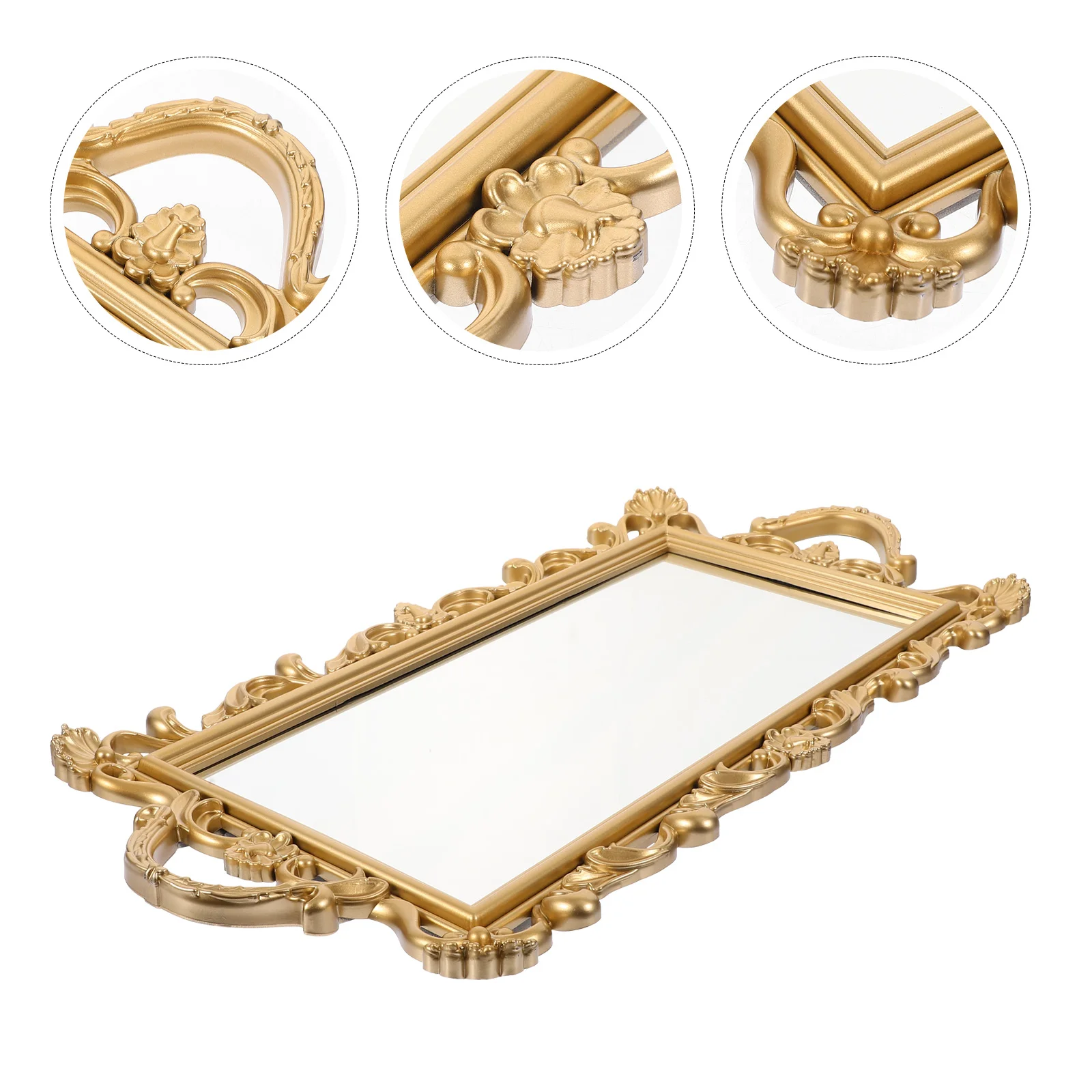 

Tray Mirror Jewelry Vanity Organizer Serving Dresser Display Plate Decorative Storage Mirrored Perfume Desktop Catchall Bathroom