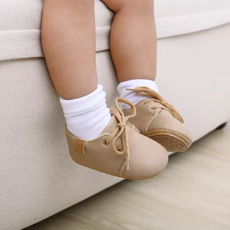 

New Baby Shoes Retro Leather Boy Girl Shoes Multicolor Toddler Rubber Sole Anti-slip First Walkers Infant Newborn Moccasins