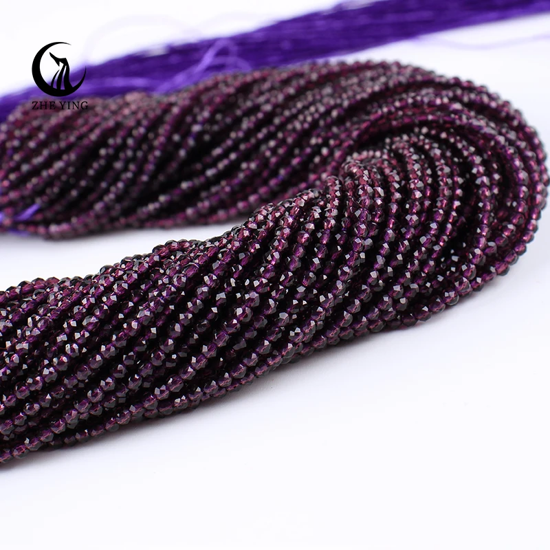 

Zhe Ying 2mm 2.5mm 3mm 25 Amethyst purple hydro Round micro faceted Crystal spacer Loose Beads for DIY Jewelry Making