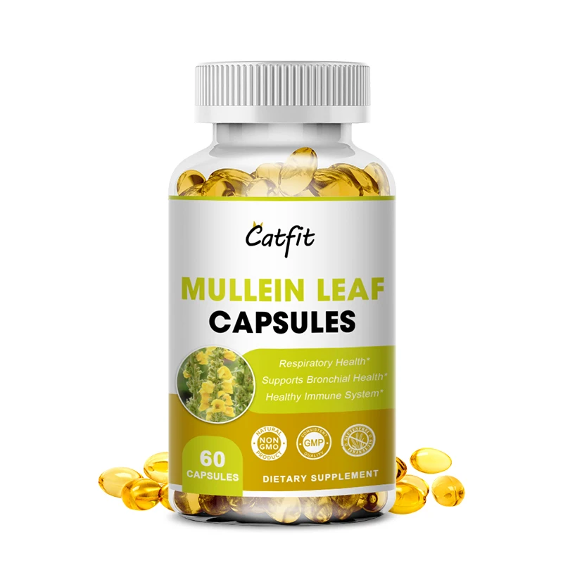 Catfit Mullein Leaf Capsules Clear Lungs Digestive Health for Natural Cough Pain Relief Immune Digestion Support Deep Sleep