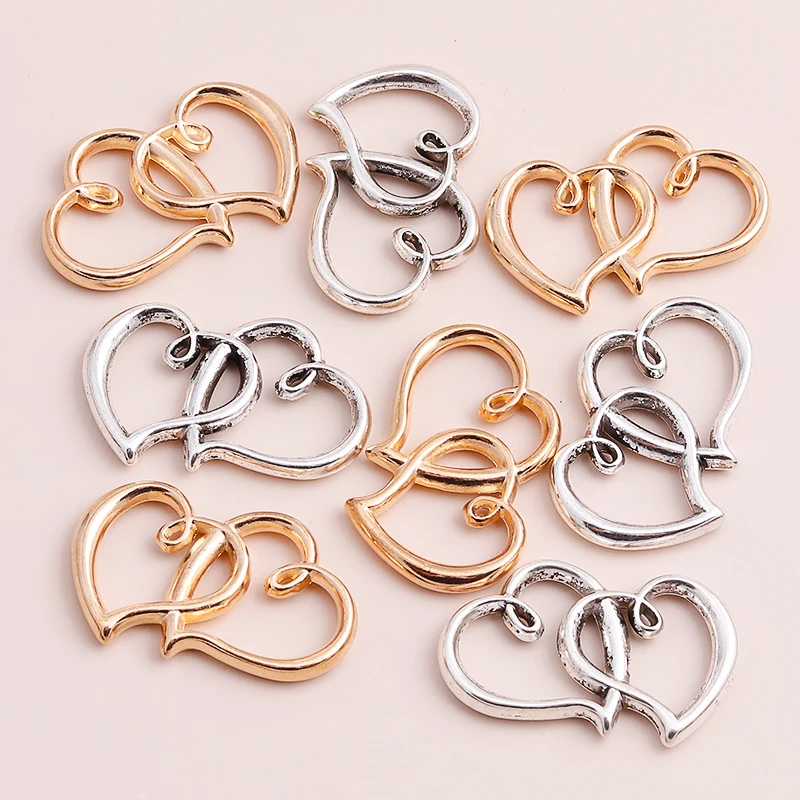 8 шт. Смешанные продажи сплав золотого и серебряного цвета подвески в виде сердца
