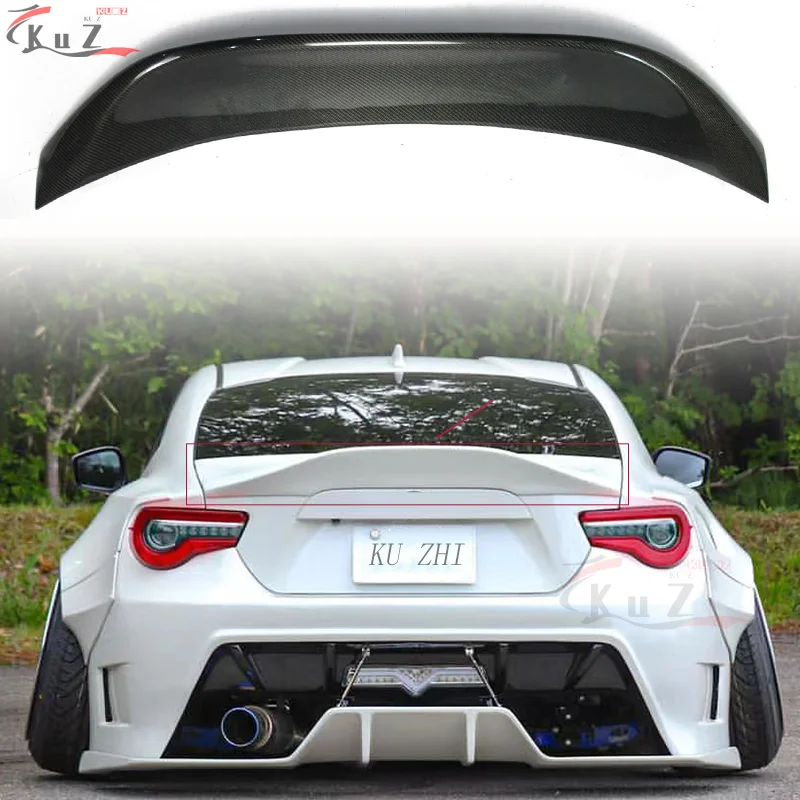 Фото Подходит для Toyota 86 Subaru Brz 2012-2020, модифицированный задний спойлер из настоящего углеродного волокна, задний запасной плавник из настоящего углеродного волокна, задний спойлер №5