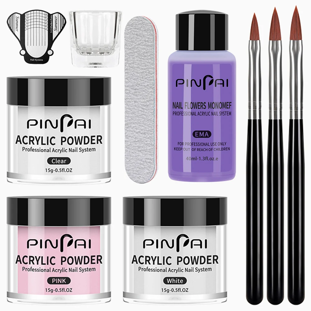 

Acrylic Nail Powder Kit and Liquid Monomer Set with Manicure Tool for Nail Extension Carving Adhesive Gel Nail Art Set