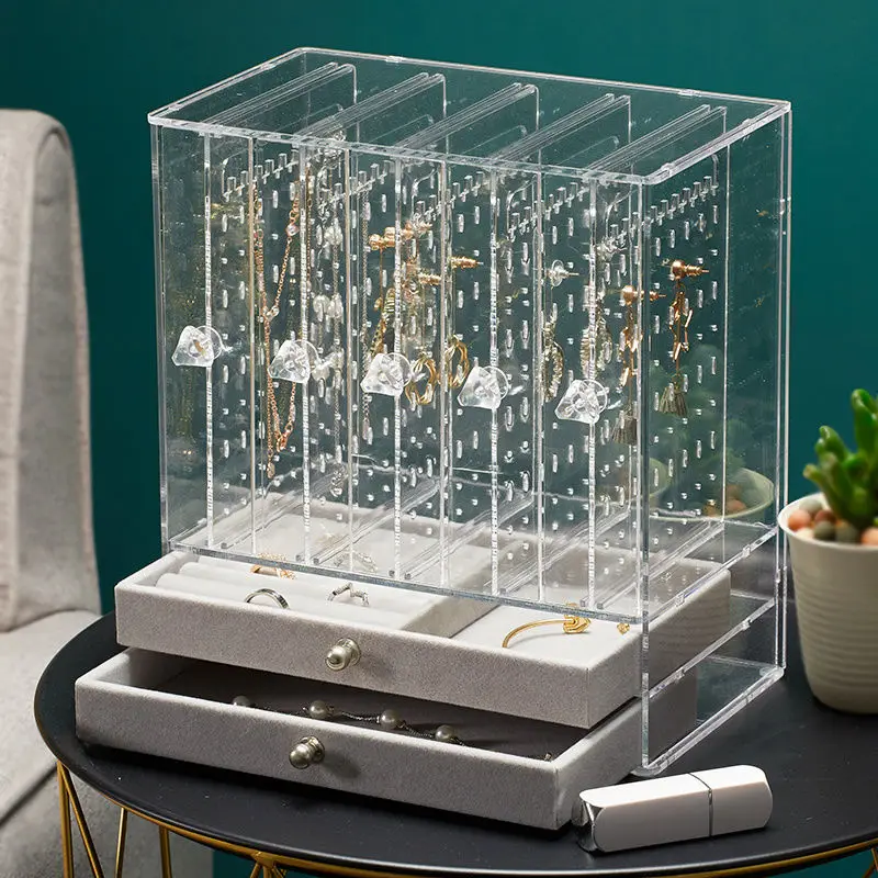 

Large Stand, Capacity Box, High-end Dustproof Jewelry Display Storage Earring Transparent Stand Jewelry Princess Jewelry Box,
