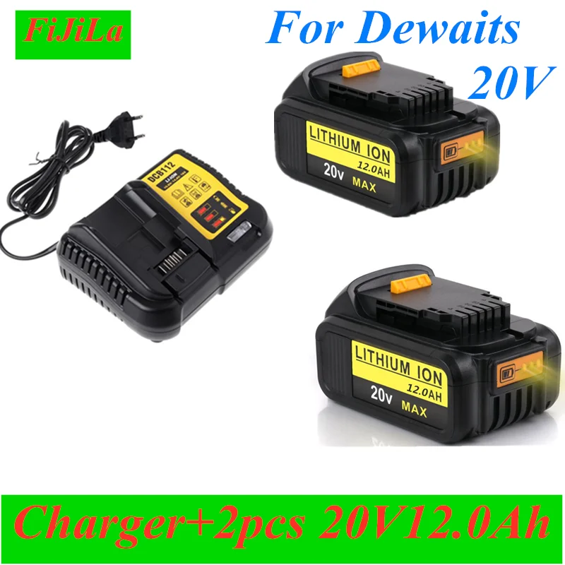 

2021 New 20V 12.0Ah Max. Battery Replacement Tool for DeWalt DCB184 DCB181 DCB182 DCB200 20V 5A 20 Volt 20V Battery+3A Charge
