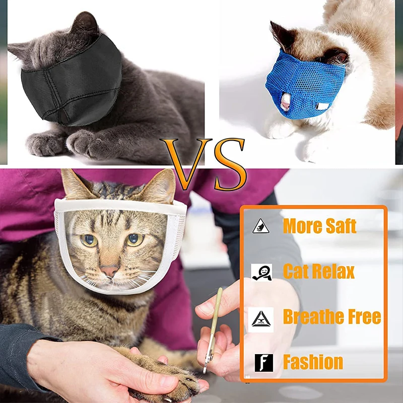 

Breathable Clear Cat Muzzle Anti-Bite Grooming Cover Portable Head Hood Cover Cat Grooming Mouth Cover Adjustable Pet Supplies