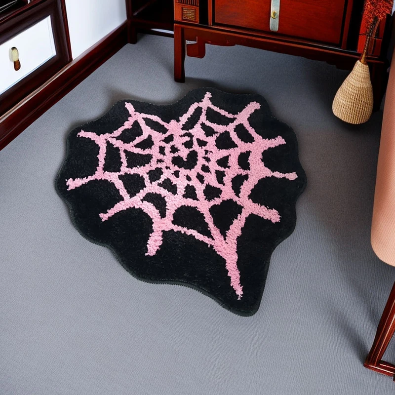 Коврик в готическом стиле на Хэллоуин с рисунком паутины форме сердца