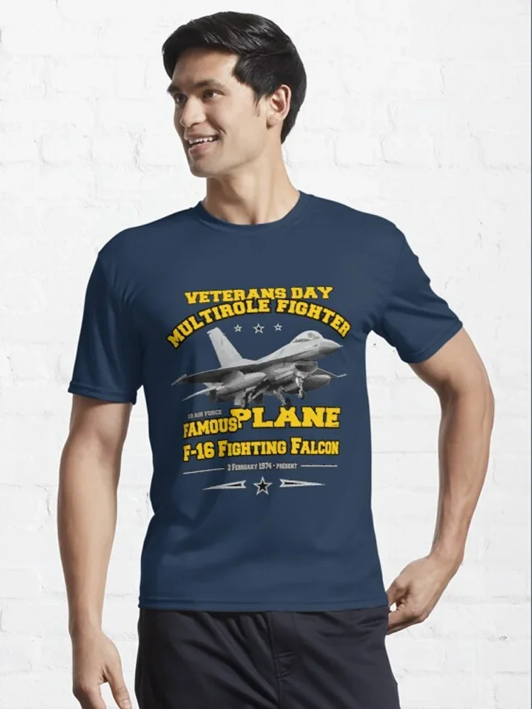 Фото Футболка F-16 Fighting Falcon Multirole Fighter Day Veterans, новая повседневная мужская футболка из 100% хлопка с короткими рукавами и круглым вырезом №5