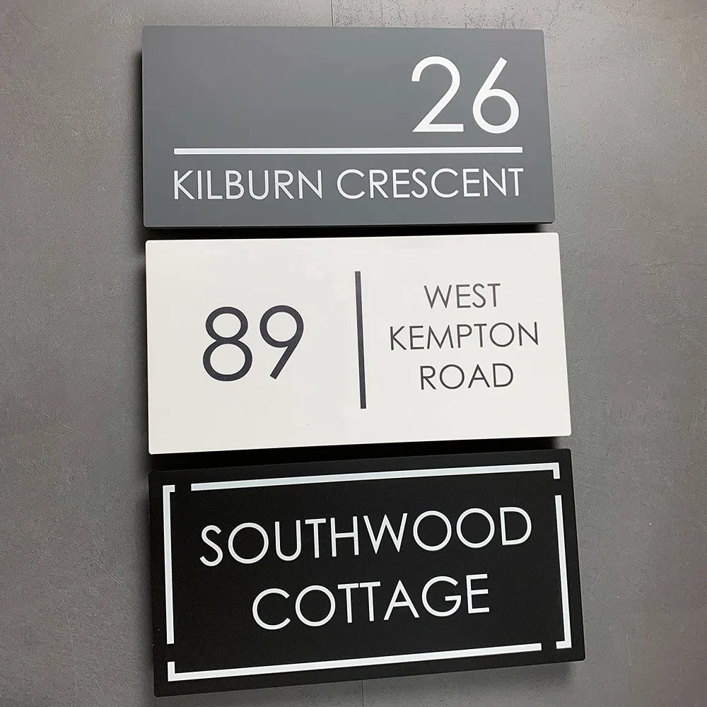 

Customized Acrylic House Sign Personalised Rectangular House Number Street Name Plaque - Choice of Styles Colours Sizes