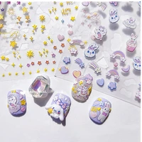 kuromi my melody sanrios nail art sticker embossed back adhesive 5d nail sticker kitty kt anime kawaii sticker gifts for kid