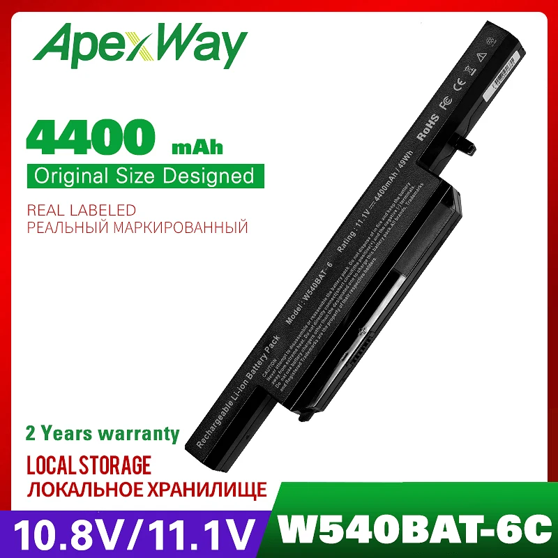 

Apexway 4400 мАч 6-элементный Аккумулятор для ноутбука Clevo W540 W155U W540eu W54eu W550 W550eu W55eu W540BAT-6 6-87-W540S-427 6-87-W540S-42