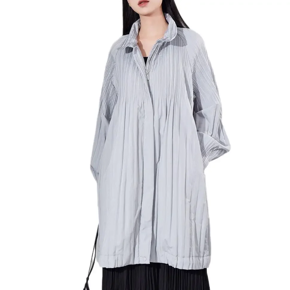 Плиссированная хлопковая зимняя женская Толстая теплая куртка средней длины на