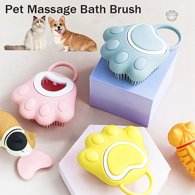 

Pet Dog Cat Bath Silicone Massage Soft Beauty Cleaning Bristle Shampoo Dispenser