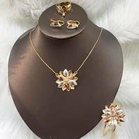 african jewelry sets hollow out hawaiian necklace flower gold color necklace earrings bracelets rings set for women girls