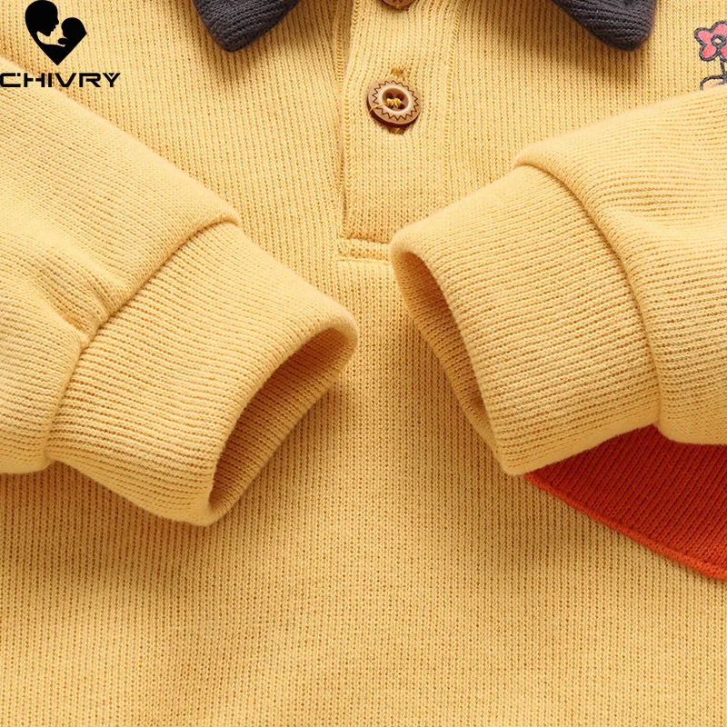 New Baby Autumn Winter Clothing Set Boys Cartoon Lapel Sweatshirt with Pants Sport Suit Tracksuit Infant Kids Casual Sportswear