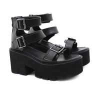 2022 new fashion pu womens sandals platform bottom nightclub hollow out casual thick soled summer thick heeled female sandals