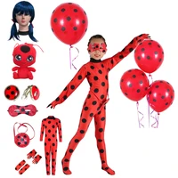 christmas fancy girls costumes balloon marinette cosplay jumpsuit cat noir children spandex costumes for kids suits wig earrings