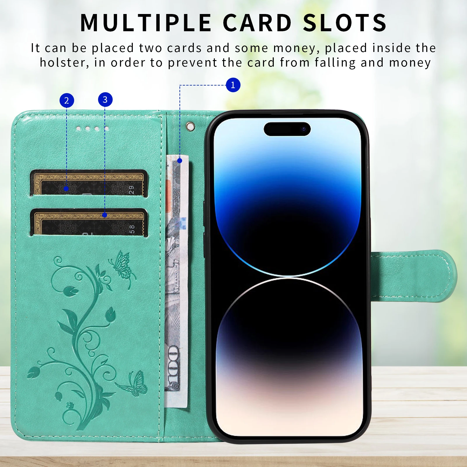 Кожаный чехол-книжка с рельефным деревом для Google Pixel 8 8A 6 7A 7 Pro