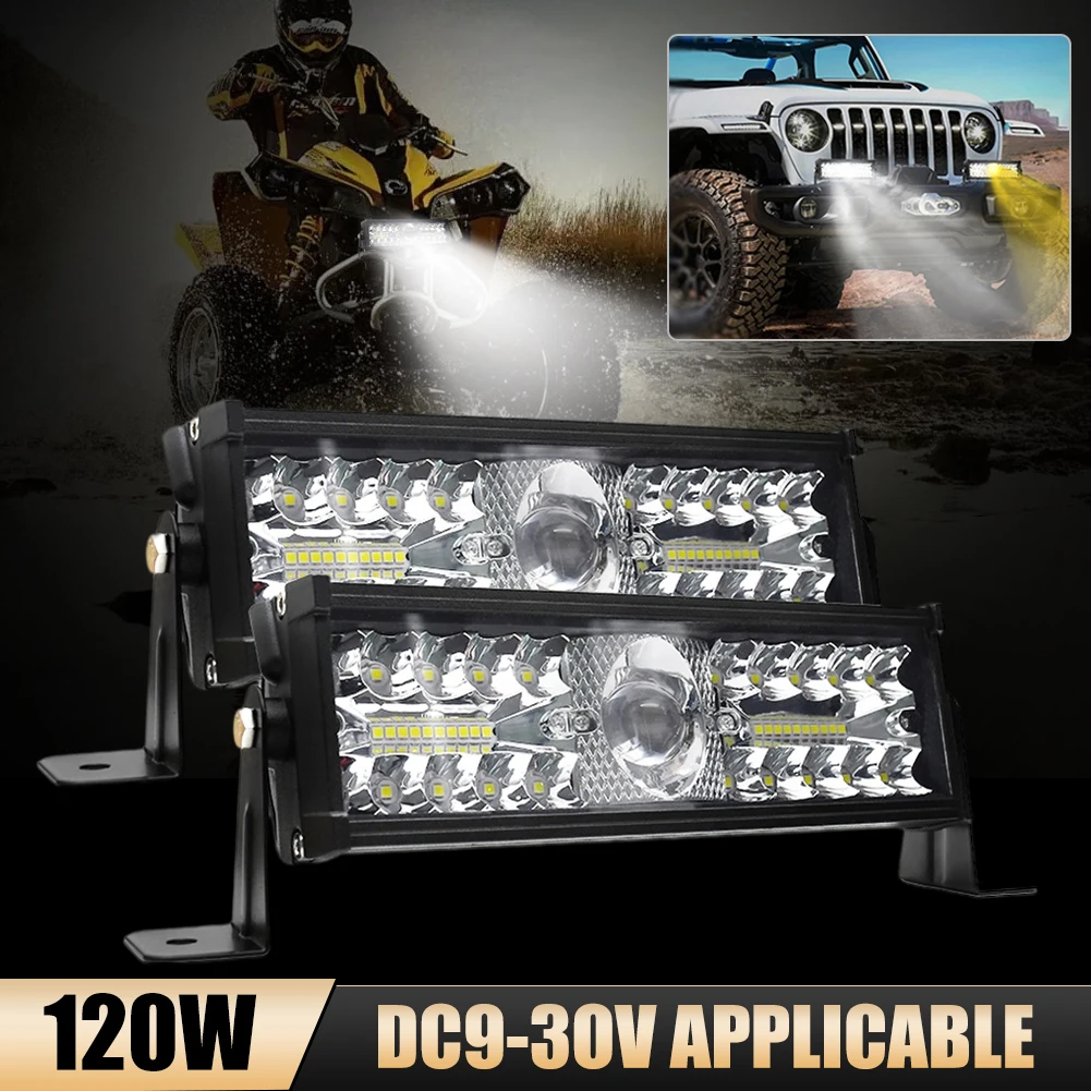 

10" LED Work Light Bar Dual Triple Row LED Light Spot Flood Combo White Amber Two Color Driving Light for Off-Road SUV Boat ATV