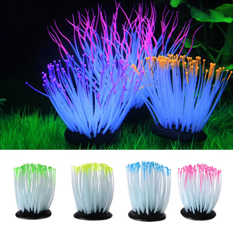 

Silicone Glowing Artificial Sea Leaf Tank Light Aquarium Coral Plants Underwater Lights Pets Decor Mushroom Artificial Coral