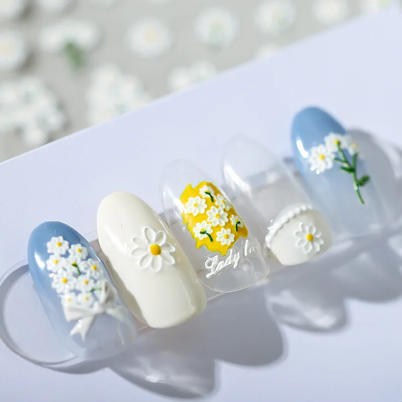 

New fashion new craft three-dimensional manicure stickers embossed back glue nail stickers nails elegant daisy