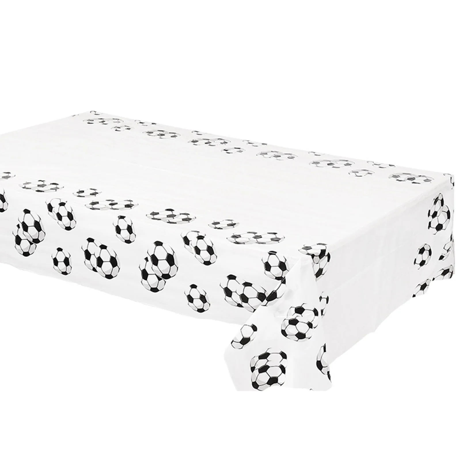 

Football Table Cover Soccer Themed Rectangular Table Covers 2022 World Qatar Cup Black And White Football Party Tablecloth For