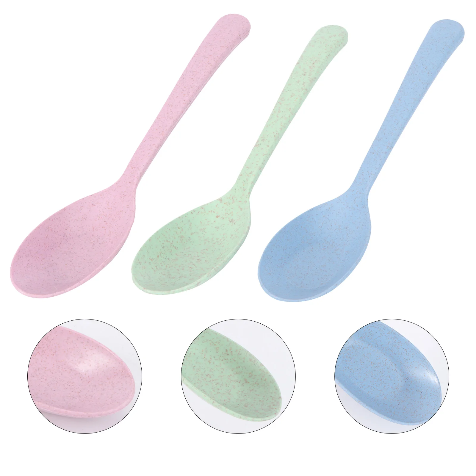 

6pcs Wheat Straw Child Spoons Anti-scald Plastic Soup Spoon Tableware for Home Restaurant (Random Color)