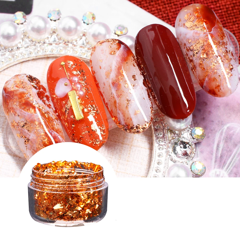 

Gold Leaves for Nails Glitter Flakes Sequins Accessories and Tools Decoration for Manicure Nail Supplies Nail Art Deco