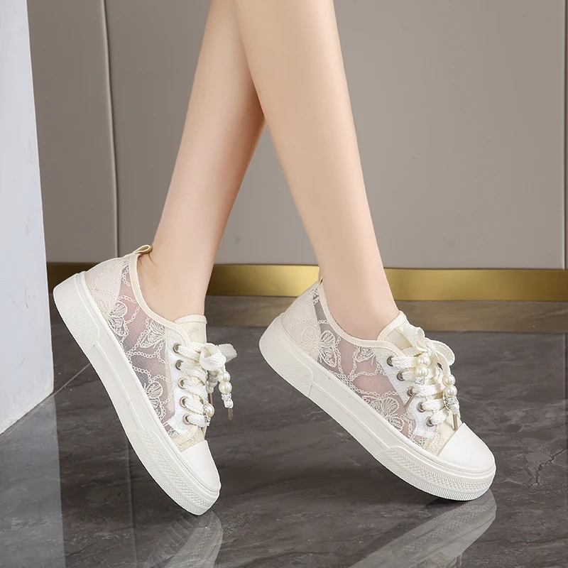 Лоферы CRLAYDK для женщин летние модные кроссовки с кружевной бабочкой 2024 легкие