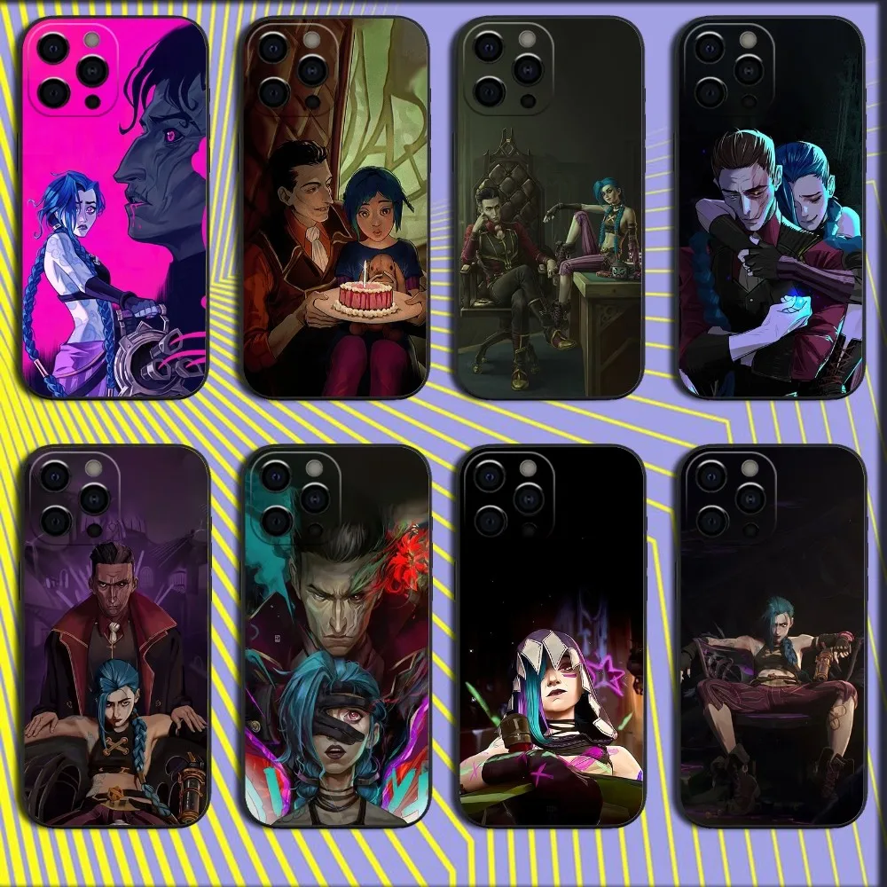 S-Silco Arcane Jinx Phone Case For iPhone 16 15 14 13 12 11 Pro X XS Max XR Plus Mini Soft Black Cover