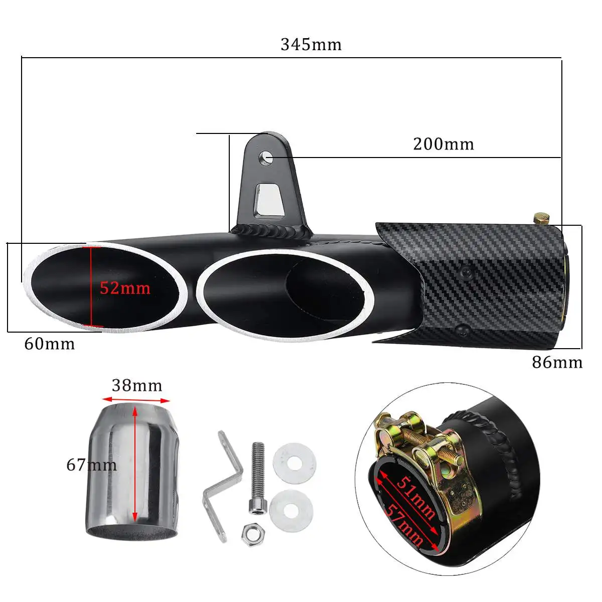 

Глушитель выхлопной трубы мотоцикла для Yamaha Mt09 Nmax Rx 570 Z900 Mt07 Cb650r Honda Cb550 Exc Kawasaki Zx6r R6 Suzuki