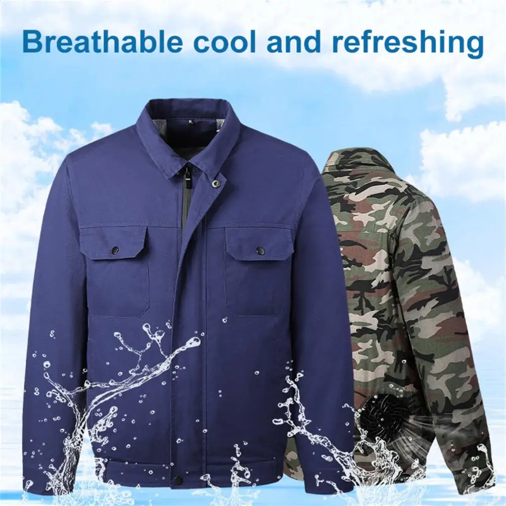 80%HOT1 Set Cooling Fan Jacket Three Gear Adjustable Sun Protection Polyester Men Outdoor AC Jacket Cooling Fan Clothes Working