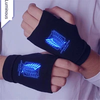 attack on titan half finger ride luminous knitting gloves warm scout regiment cosplay necklace classic charm beautiful gift