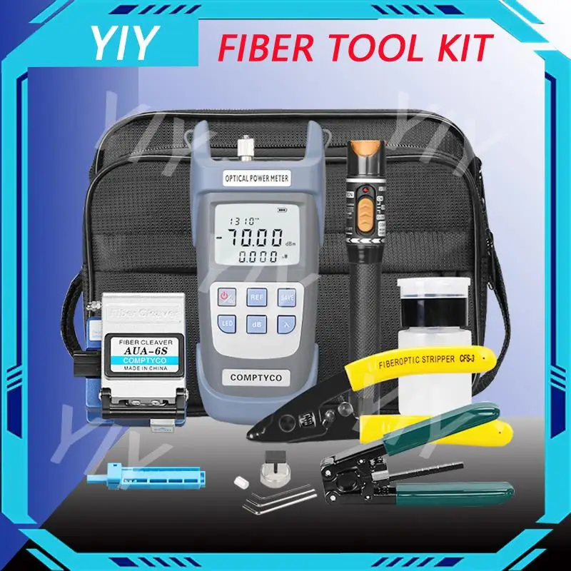 FTTH Fiber Optic Tool Kit with Fiber Optica Power Meter and 10mW Visual Fault Locator AUA -6S Fiber Cleaver FTTH CFS-3 Stripper