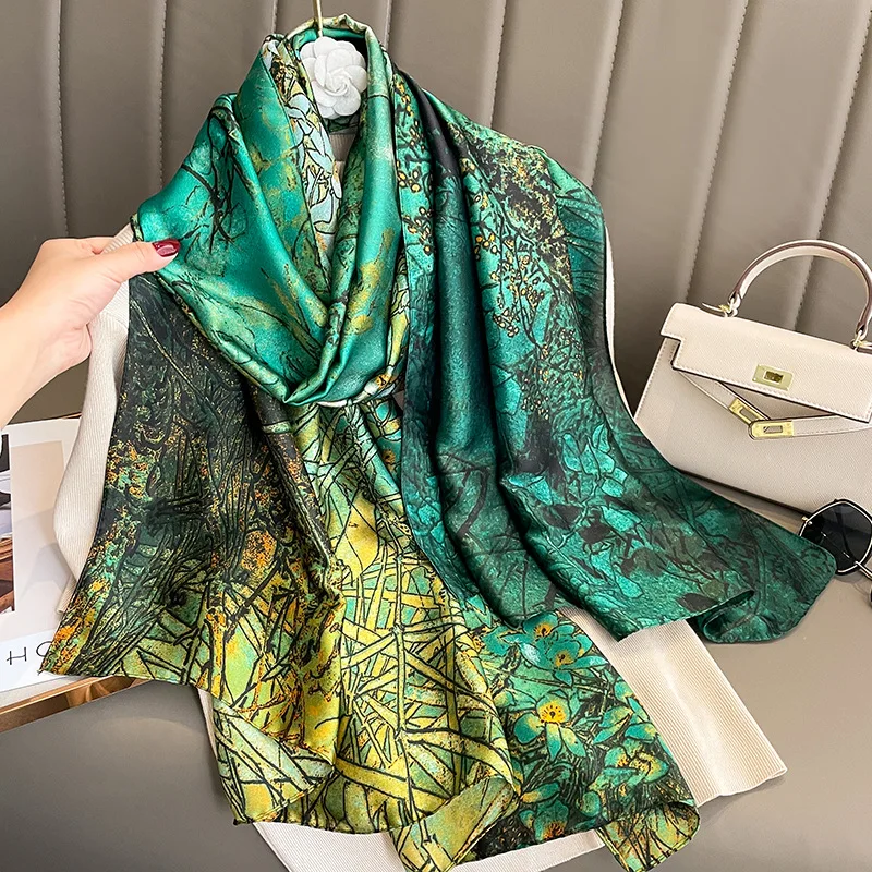 

Popular 180X90CM Model Scarves Couple Style Design Fashion Shawls 2023 Summer Women Silk Scarf Luxury For Gift Sunscreen Bandana