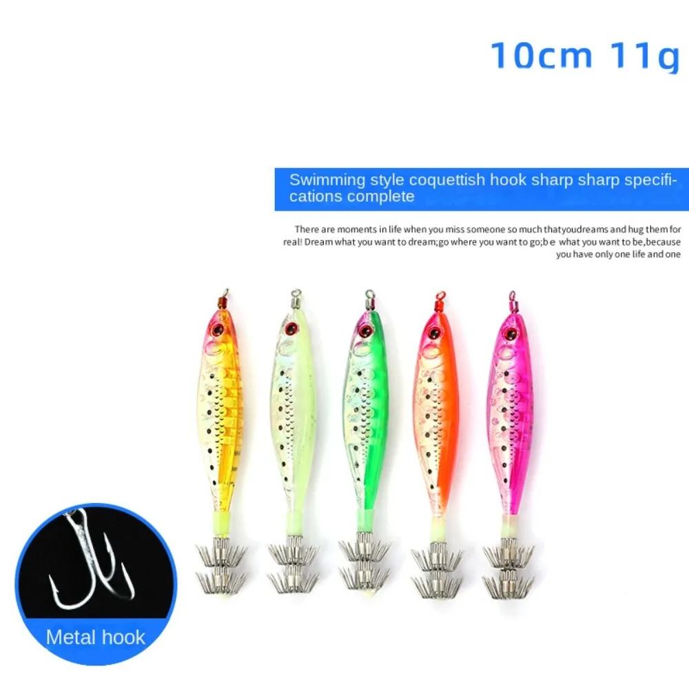 

10cm 11g Wood Shrimp Octopus Lures Squid Hook Fishing Bait Artificial Noctilucent Jigs Spinnerbait Wood Shrimp For Sea Fishing